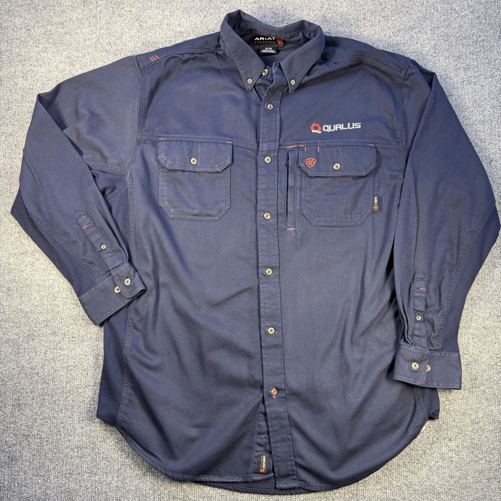 Ariat Solid Vent FR Shirt Flame Resistant Work Button Down Zip Pocket XL